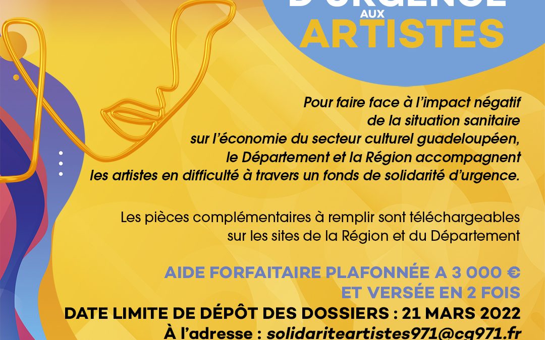Fonds de solidarité d’urgence aux artistes :  La Région Guadeloupe et le Département lancent la seconde phase d’appel à candidatures