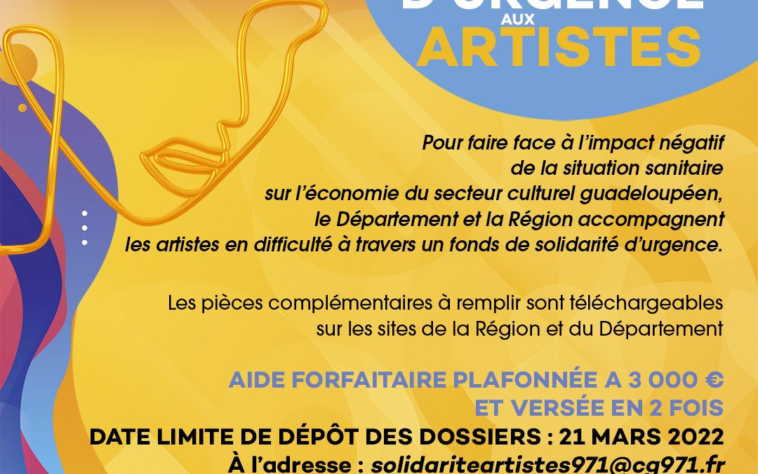 Fonds de solidarité d’urgence aux artistes :  La Région Guadeloupe et le Département lancent la seconde phase d’appel à candidatures