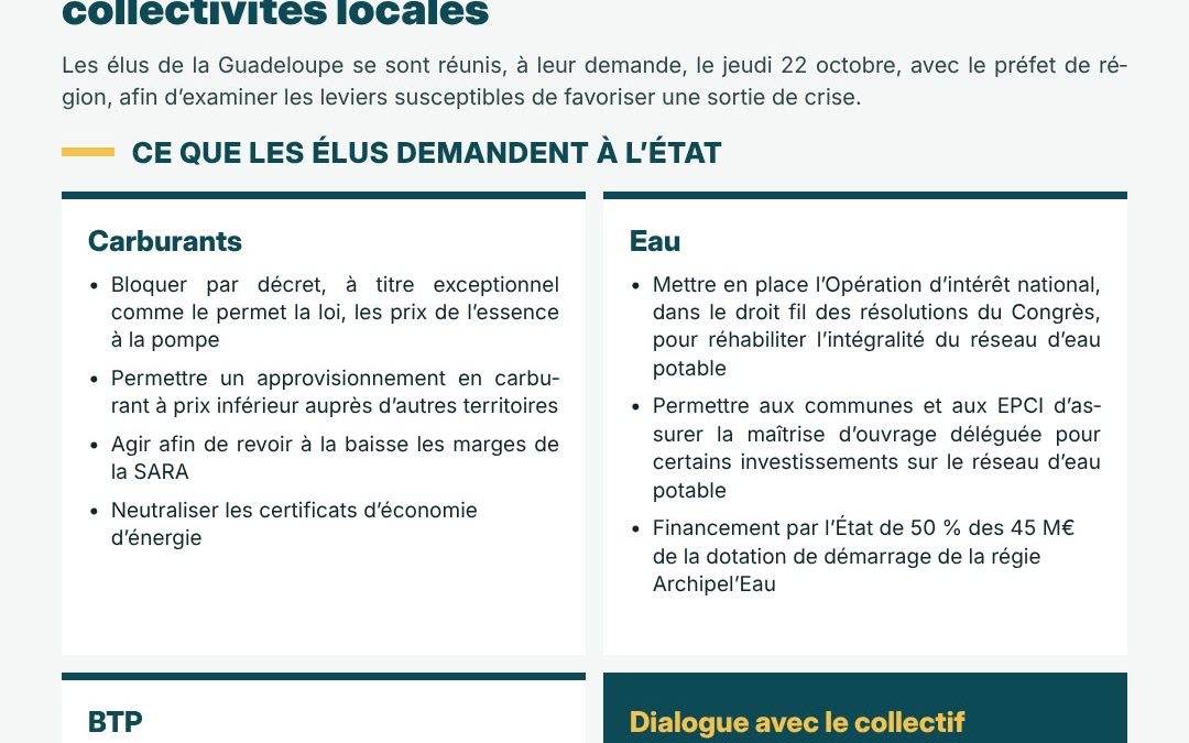 Crise sociale : les élus de Guadeloupe portent des demandes communes et appellent au dialogue